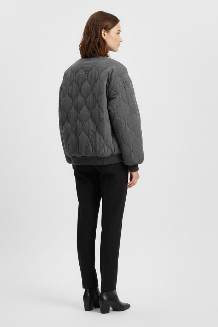 Lena | Quilted Bomber Jacket with Snap Closure