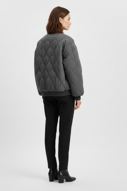 Lena | Quilted Bomber Jacket with Snap Closure