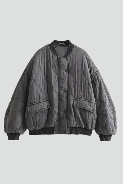 Lena | Quilted Bomber Jacket with Snap Closure