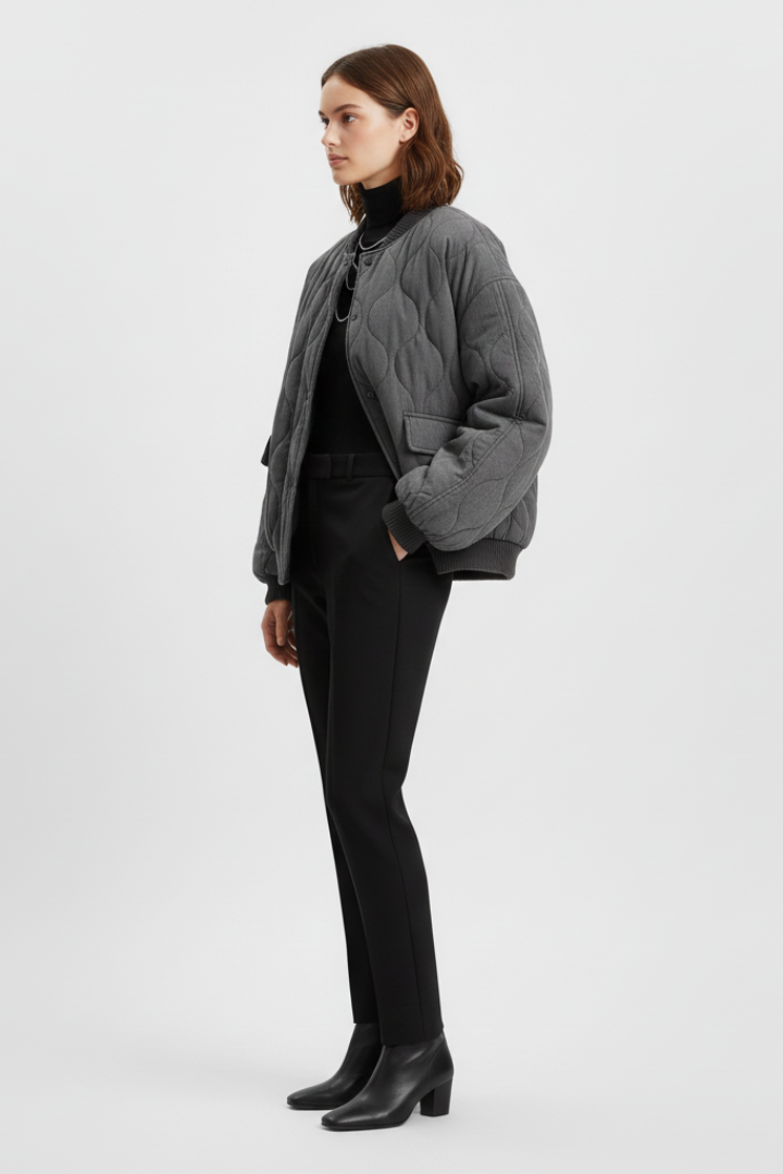 Lena | Quilted Bomber Jacket with Snap Closure