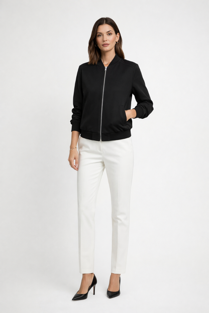 Lila | Luxe Bomber Jacket with Zip Closure