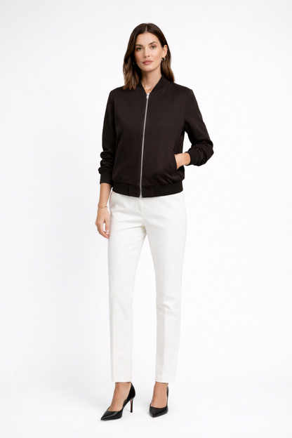 Lila | Luxe Bomber Jacket with Zip Closure