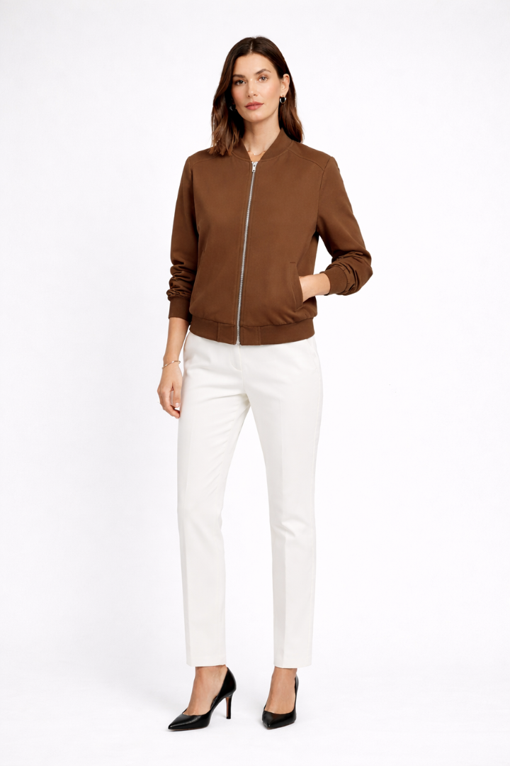 Lila | Luxe Bomber Jacket with Zip Closure
