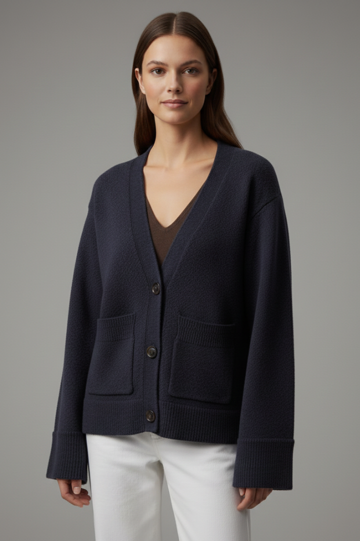 Lila | V-Neck Cardigan with Patch Pockets