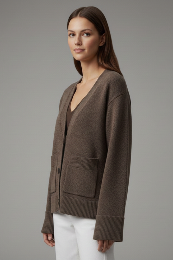 Lila | V-Neck Cardigan with Patch Pockets
