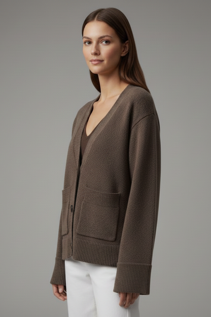 Lila | V-Neck Cardigan with Patch Pockets