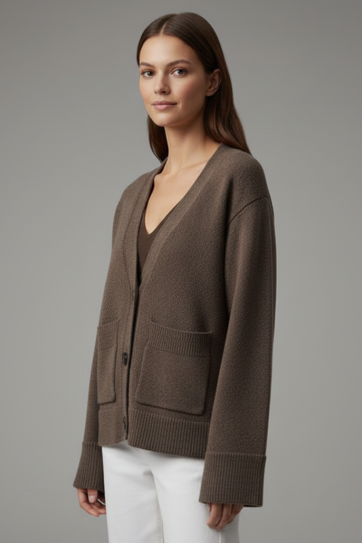 Lila | V-Neck Cardigan with Patch Pockets