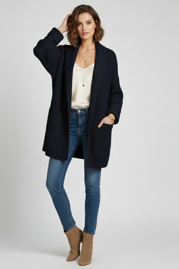 Lila | V Neck Ribbed Cardigan
