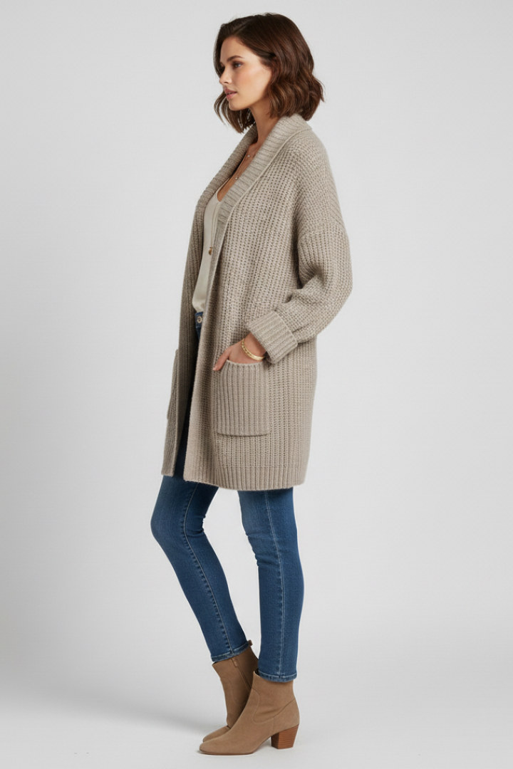 Lila | V Neck Ribbed Cardigan