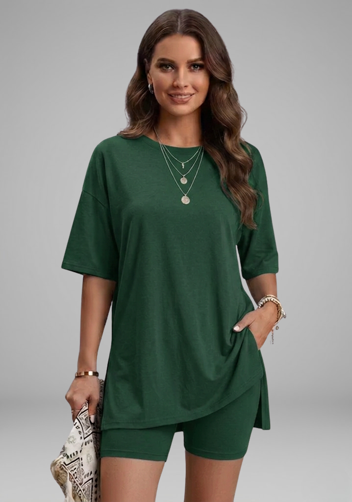 Lena | Chic Oversized Top and Biker Shorts Set