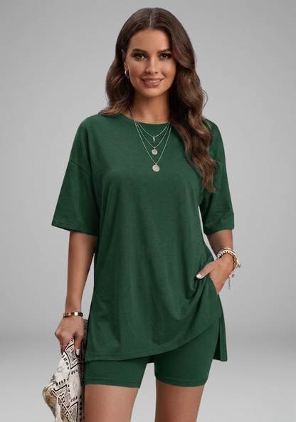 Lena | Chic Oversized Top and Biker Shorts Set