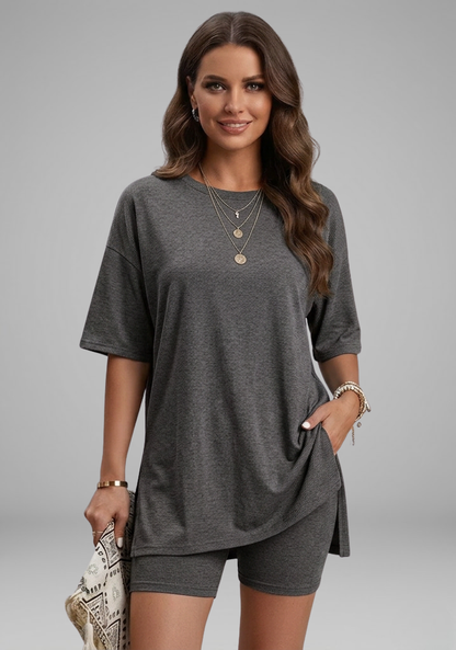 Lena | Chic Oversized Top and Biker Shorts Set