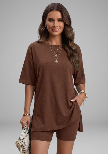 Lena | Chic Oversized Top and Biker Shorts Set