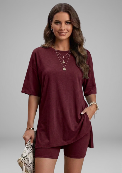 Lena | Chic Oversized Top and Biker Shorts Set