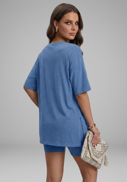 Lena | Chic Oversized Top and Biker Shorts Set