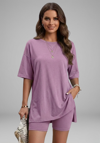 Lena | Chic Oversized Top and Biker Shorts Set