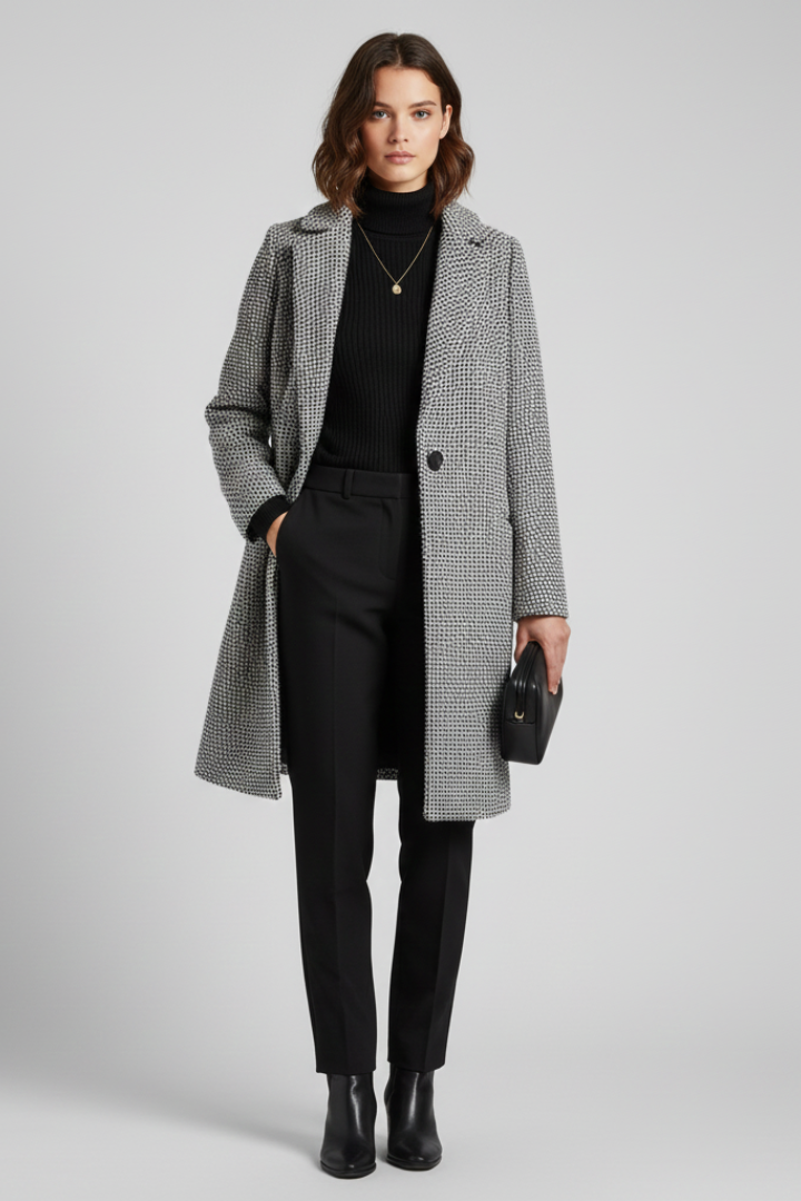 Isla | Textured Blazer Collar Coat