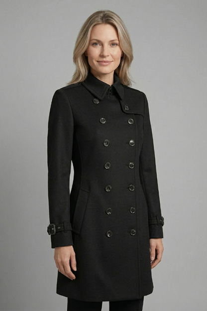 Lila | Elegant Double-Breasted Long Sleeve Coat
