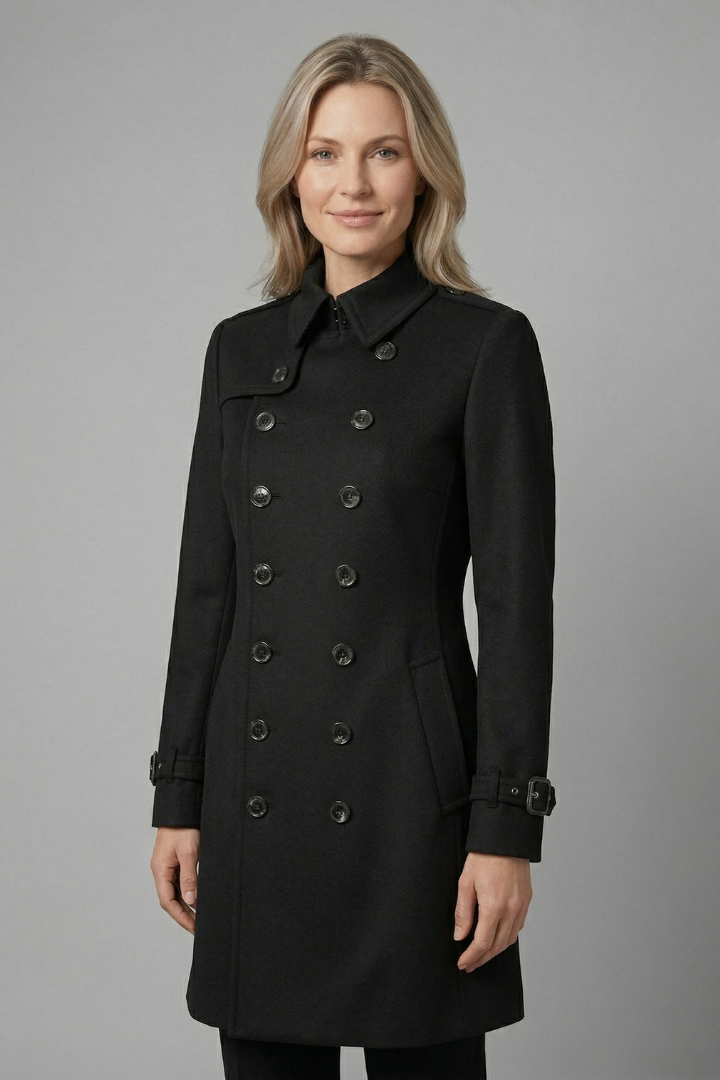 Lila | Elegant Double-Breasted Long Sleeve Coat