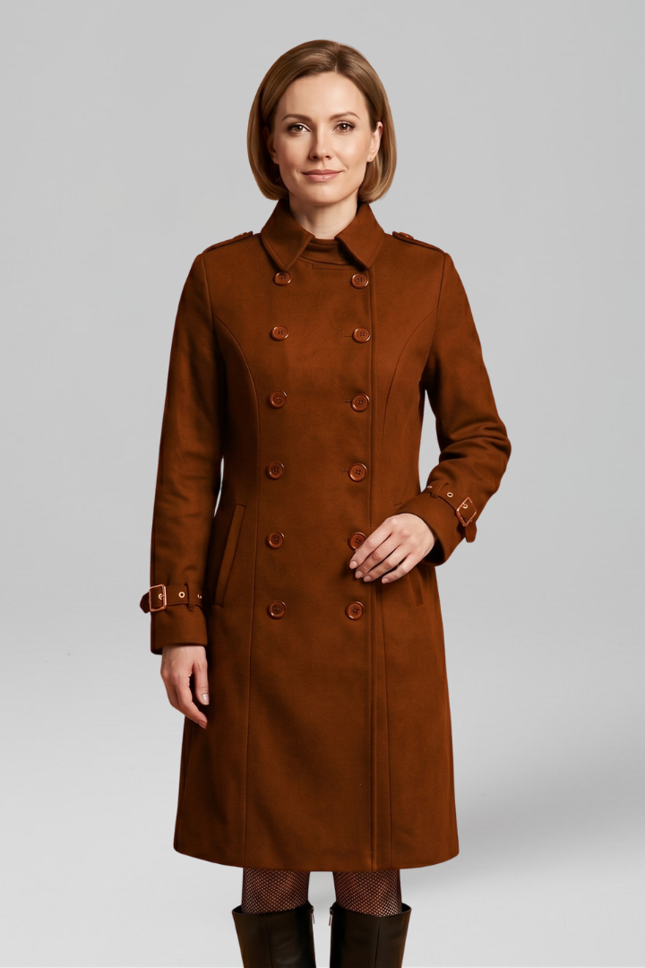 Lila | Elegant Double-Breasted Long Sleeve Coat