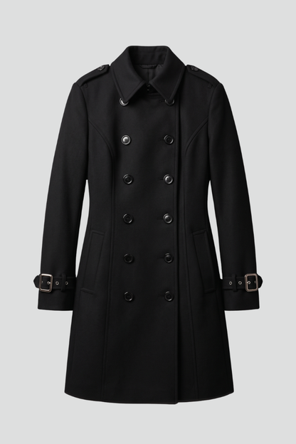 Lila | Elegant Double-Breasted Long Sleeve Coat