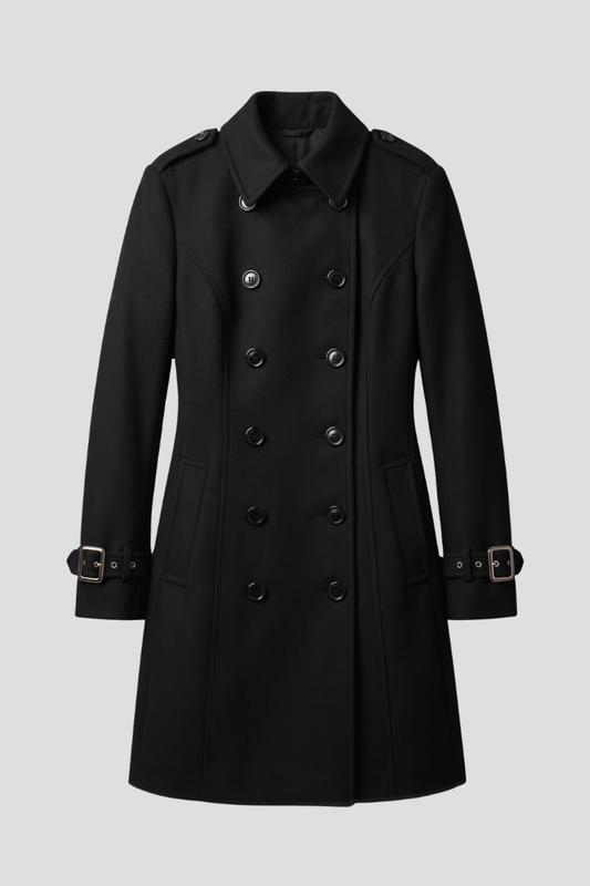 Lila | Elegant Double-Breasted Long Sleeve Coat