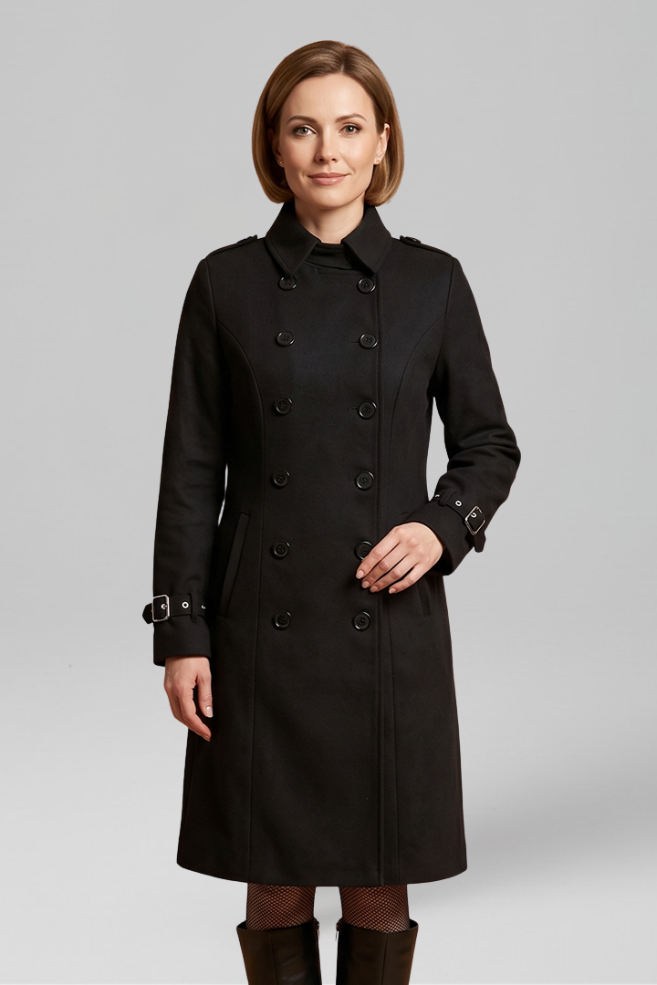 Lila | Elegant Double-Breasted Long Sleeve Coat