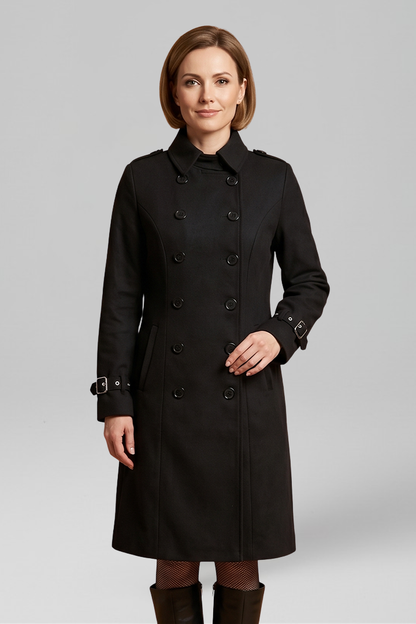 Lila | Elegant Double-Breasted Long Sleeve Coat
