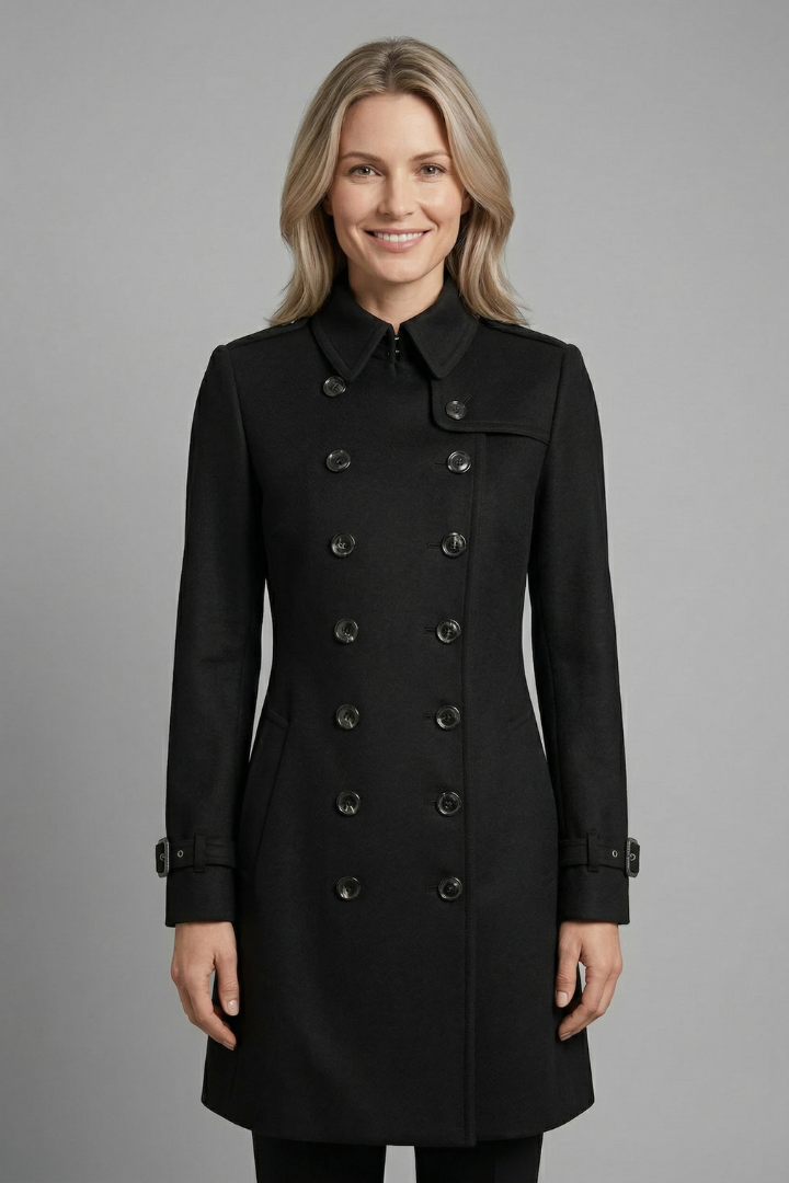 Lila | Elegant Double-Breasted Long Sleeve Coat