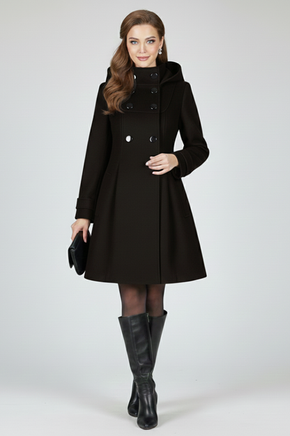 Lena | Hooded Double Button Coat