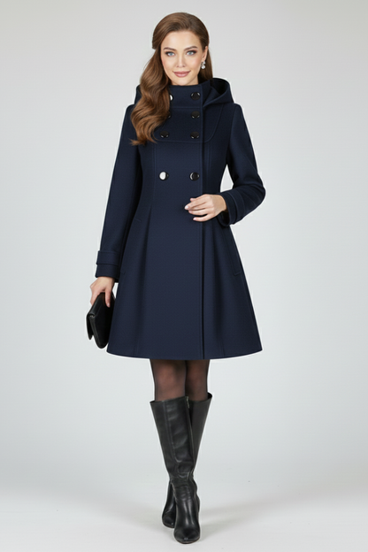 Lena | Hooded Double Button Coat