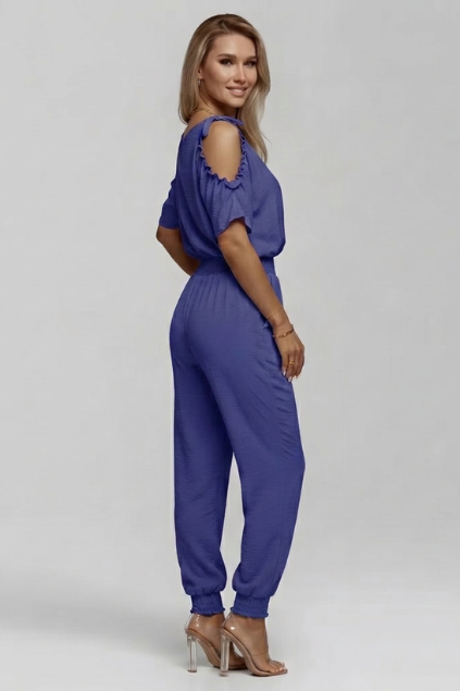 Lila | Cold-Shoulder Wrap V-Neck Jumpsuit