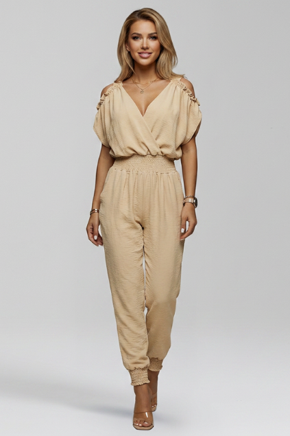 Lila | Cold-Shoulder Wrap V-Neck Jumpsuit