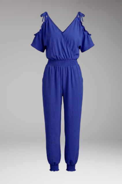 Lila | Cold-Shoulder Wrap V-Neck Jumpsuit