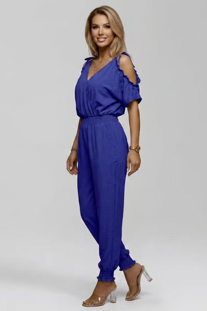 Lila | Cold-Shoulder Wrap V-Neck Jumpsuit