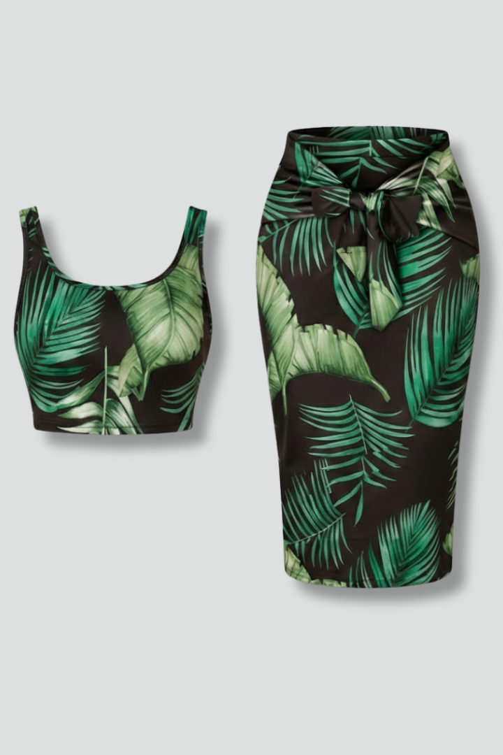 Lila | Sleek Crop Top and Midi Skirt Set