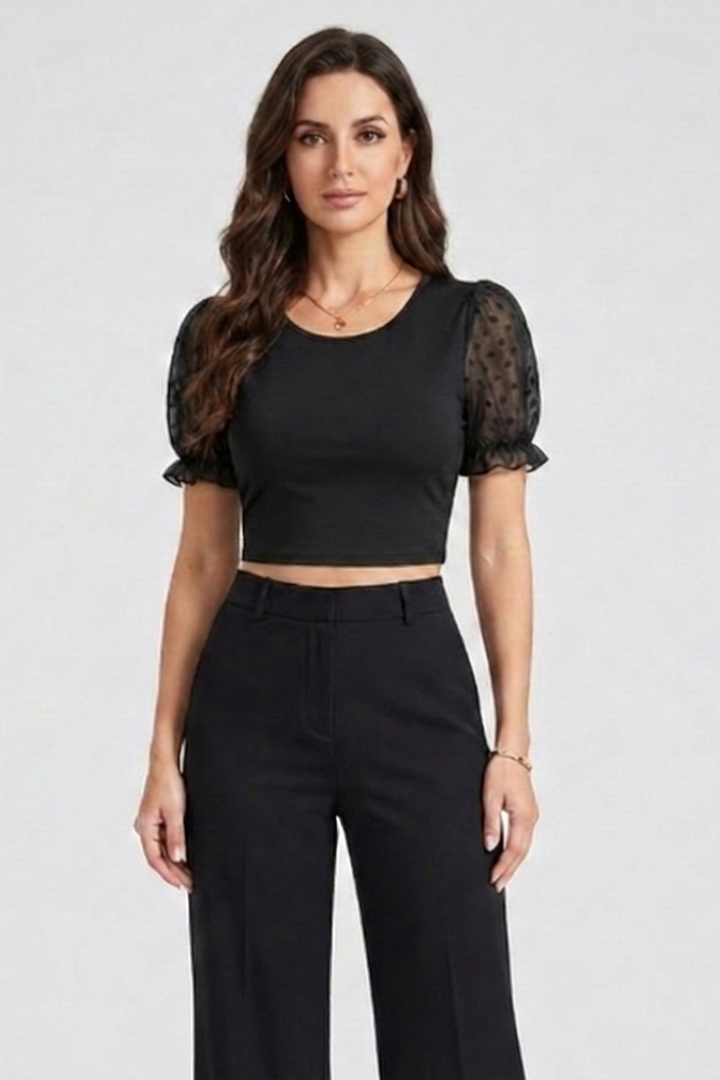 Lena | Puff Sleeve Crop Top