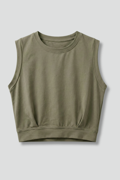 Lila | Chic Crop Top with Round Neck and Wide Shoulders