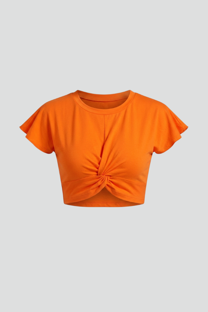 Lila | Twist Front Crop Top with Short Sleeves