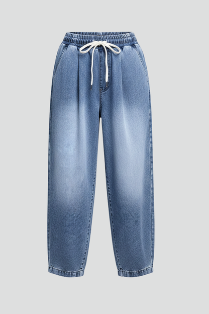 Lena | Cropped Trousers with Drawstring Waist and Pleats