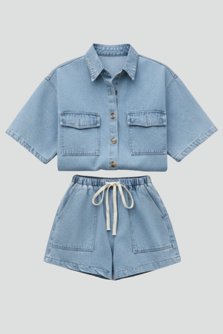Zara | Chic Denim Shirt Jacket Set