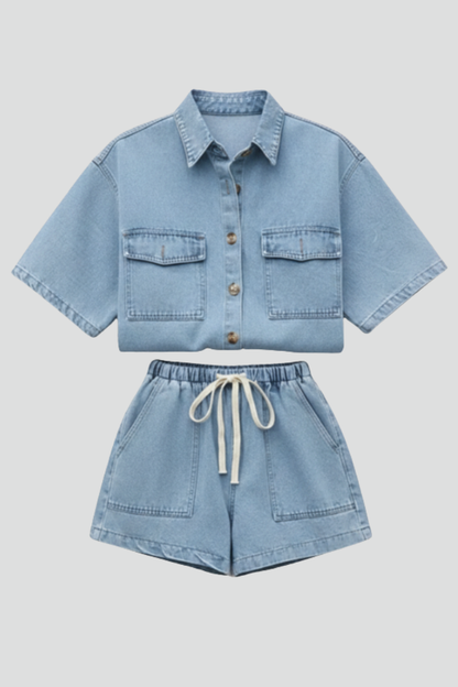 Zara | Chic Denim Shirt Jacket Set