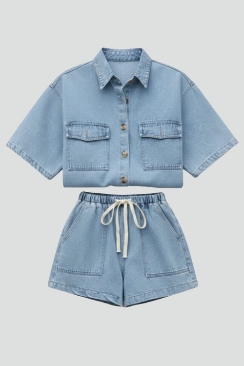 Zara | Chic Denim Shirt Jacket Set