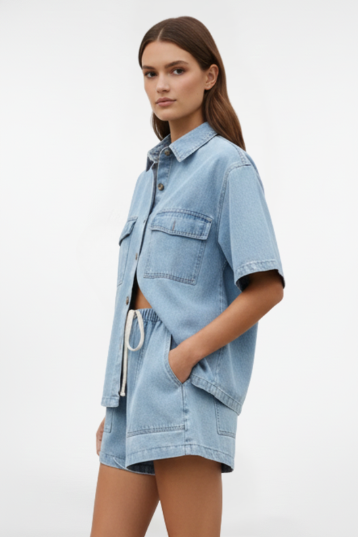 Zara | Chic Denim Shirt Jacket Set