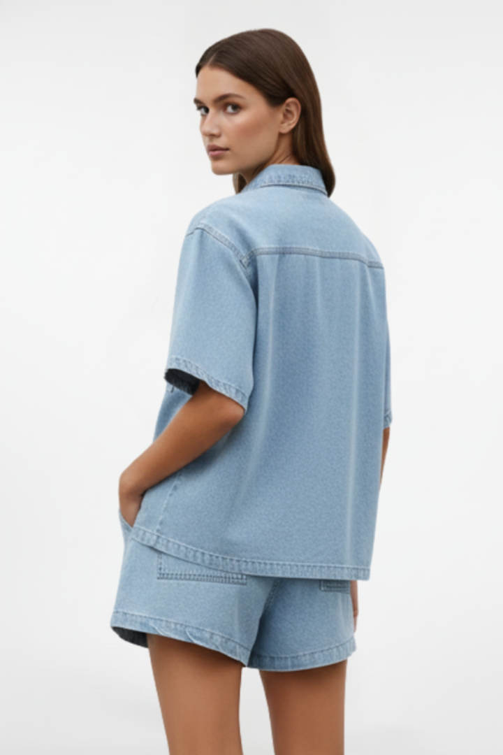 Zara | Chic Denim Shirt Jacket Set