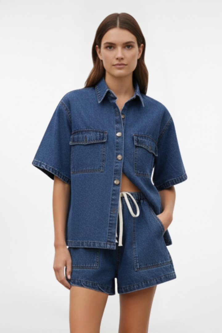 Zara | Chic Denim Shirt Jacket Set