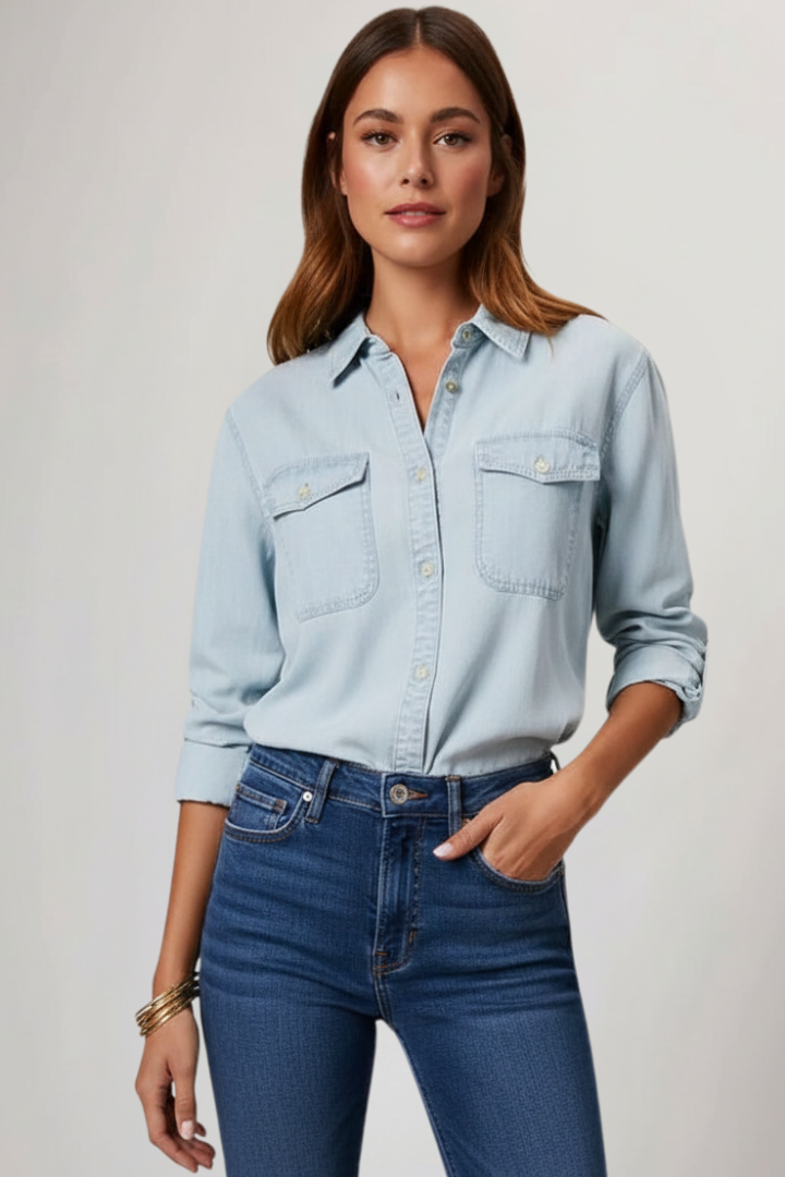 Lena | Chic Button-Front Denim Shirt