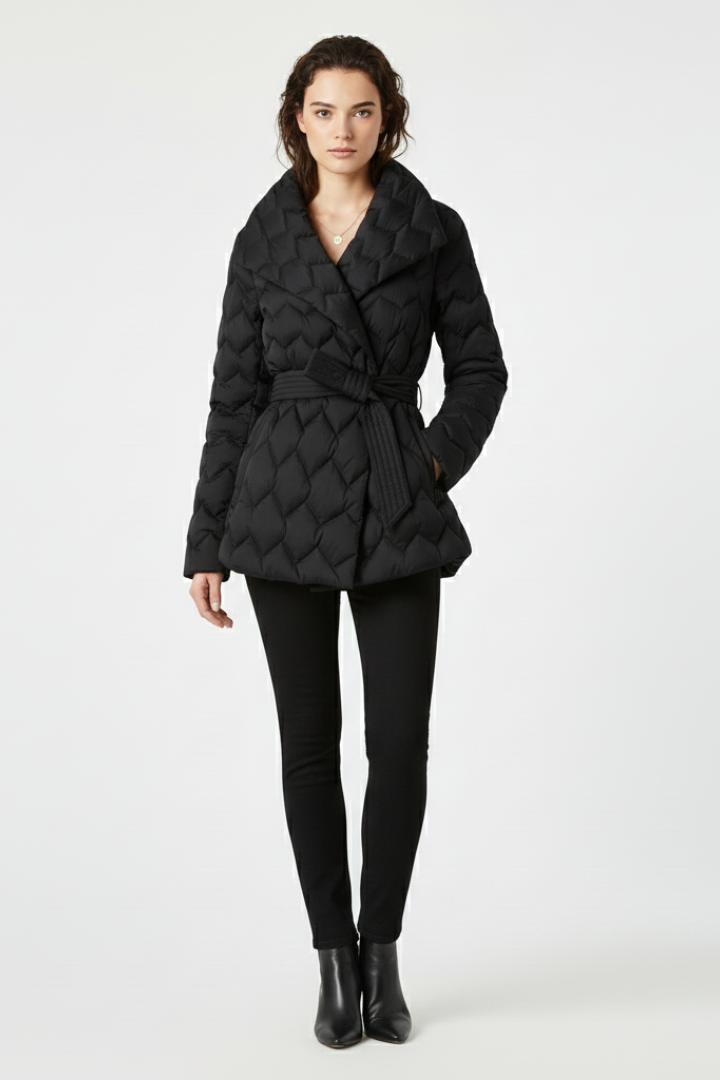 Isla | Luxe Down Coat with Belted Waist and Deep Pockets