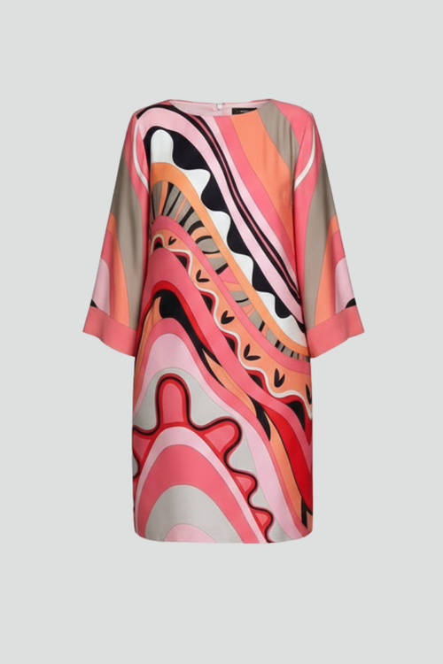 Lena | Abstract Print Long Sleeve Dress
