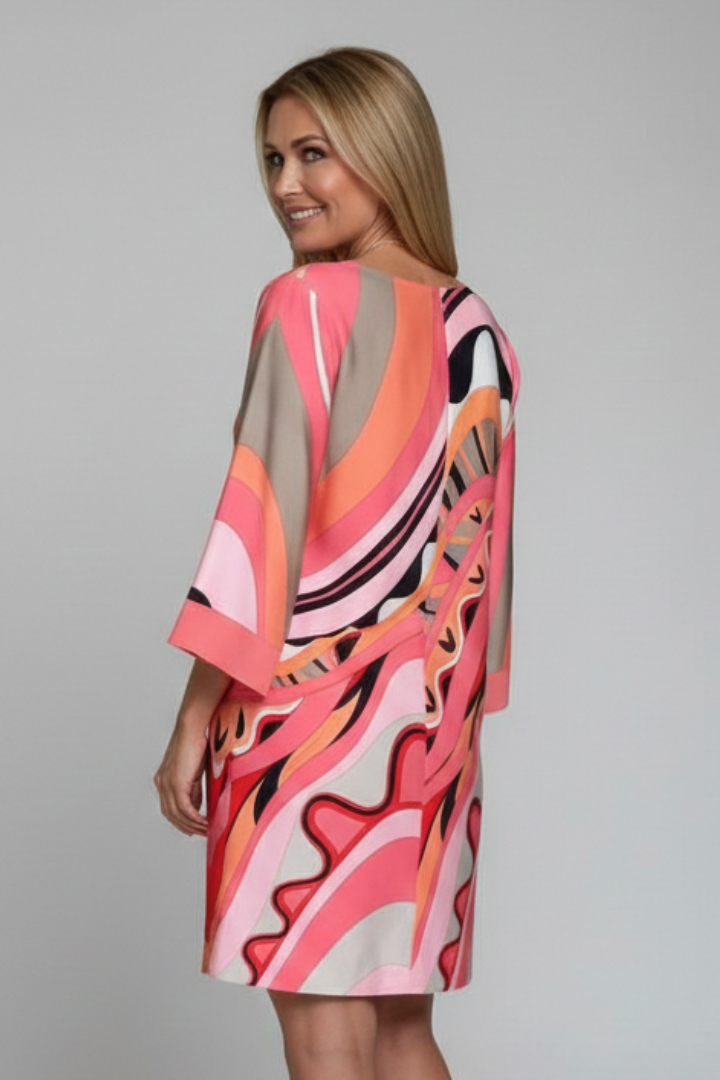 Lena | Abstract Print Long Sleeve Dress